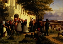 Jørgen Sonne – Brudefærd fra det nordlige Sjælland, hvor den hjemkomne soldat finder sin Forlovede som en andens brud (1856/1859)