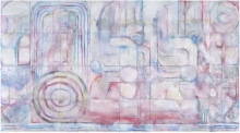 beatrice , 2023 , p astel, crayon, acrylic and canvas on wooden panel , 500 x 800 cm, photo Anders Sune Berg